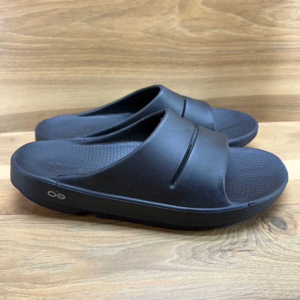 Oofos Ooahh Sport Slide Sandals Mens 10 Black Recovery EU 43
